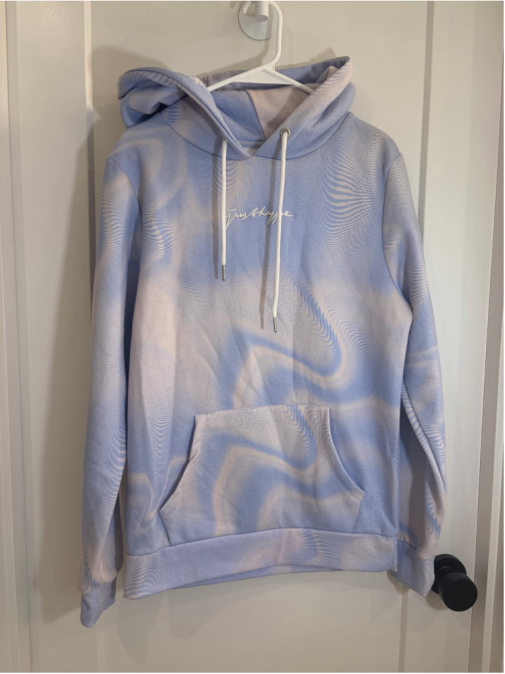 Just Hype Light Blue White Swirl Marble Graphic Hoodie Men’s / Unisex Small
